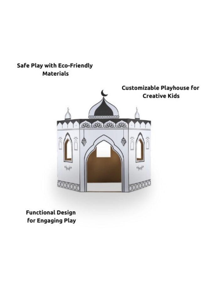 هلالفل بيت لعب على شكل مسجد من الكرتون قابل للتلوين من هلال فول | نشاط تركيبي للأطفال | لعب إبداعي | للعب الداخلي | هدية إسلامية للأطفال | لعبة تعليمية | سهل التركيب - Image 5